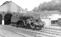 An unidentified <I>Crab</I> stands in the shed yard at Dumfries circa 1961.<br><br>[David Stewart //1961]