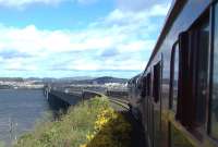 Looking north across the Tay on 12 April 2014 with Deltic 55002 <I>The King's Own Yorkshire Light Infantry</I> about to take <I>'The Deltic Aberdonian'</I> out onto the Tay Bridge.<br><br>[Colin Alexander 12/04/2014]