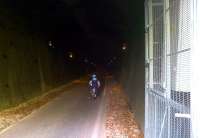 A young cyclist cautiously enters the South portal of Combe Down tunnel in April 2014.<br><br>[Ken Strachan 19/04/2014]