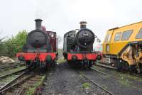 Metropolitan No 1 and GWR 5637 on shed at Hayes Knoll on 24 April 2014. The locomotives were participants in the Swindon and Cricklade Railway Steam Gala the following weekend. <br><br>[Peter Todd 24/04/2014]
