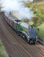 60009 <I>Union of South Africa</I> with the Inverness - Aberdeen - Edinburgh leg of the <I>Great Britain VII</I> tour on 3 May, climbing towards Lochmuir summit between Falkland Road and Markinch.<br>
<br><br>[Bill Roberton 03/05/2014]