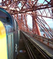 Crossing the Forth Bridge with the <I>Deltic Aberdonian</I> on 12 April 2014. Locomotive is Deltic 55002 <I>The King's Own Yorkshire Light Infantry</I>.<br><br>[Colin Alexander 12/04/2014]