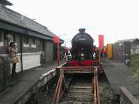 The first <I>Jacobite</I> of the 2014 season stands at Mallaig on 12 May behind 62005.<br><br>[John Yellowlees 12/05/2014]