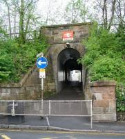 The leafy entrance to Cathcart station from Delvin Road on a pleasant May morning in 2007.<br><br>[John Furnevel 06/05/2007]