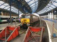 It's not every day you find a diesel locomotive in Brighton station, but on 10 May 2014 WCRC 57315 has arrived with a railtour from Carnforth. On the other end was 47786, which took the tour on to Eastbourne.<br><br>[John McIntyre 10/05/2014]