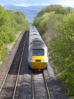 Power car 43295 leads the 10.00 East Coast HST from Kings Cross to Aberdeen uphill towards Dalmeny Junction on 11 May 2014.<br><br>[Bill Roberton 11/05/2014]