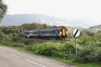 ScotRail 156465 drops down towards Loch Morar on 27 September 2005 after calling at Morar station with an afternoon Mallaig - Glasgow Queen Street service.<br><br>[John Furnevel 27/09/2005]