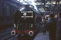 Getting the 'once-over' from a pair of young admirers at Waverley on 8 October 1966 is A1 no 60532 <I>Blue Peter</I>. The Pacific would shortly take out the BR Scottish Region <I>Blue Peter Excursion</I>, which ran to Carlisle via Hawick, returning via Carstairs. <br><br>[G W Robin 08/10/1966]