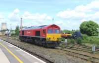 66118 dead in the sidings alongside Didcot station on 12 June 2014, now in DB Schenker colours.<br><br>[Peter Todd 12/06/2014]