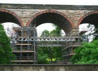 Works at the north end of Newbattle Viaduct on 13 June 2014.<br><br>[John Furnevel 13/06/2014]