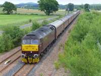 WCRC 47854 leads a Thonton - Bo'ness empty stock working into Alloa Loop on 22 June.  47804 was on the rear of the train.<br><br>[Bill Roberton 22/06/2014]