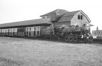 RHDR Pacific no 10, built by the Yorkshire Engine Company in 1931, waits with a train at Dungeness in 1967.<br><br>[K A Gray //1967]
