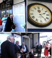 On 1 July Provost Jim Leishman of Fife, Alex Sharkey of Network Rail and the last staff member when the station became unstaffed in 1988, opened with the help of local schoolchildren the new cafe and gallery created by the North Queensferry Station Trust, who have installed a replica clock.<br><br>[John Yellowlees 01/07/2014]