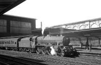 Holbeck Jubilee no 45697 <I>Achilles</I> stands at Carlisle on 7 August 1965. The locomotive is preparing to head home via the S&C with the summer Saturday 12.40pm Gourock - Leicester.<br><br>[K A Gray 07/08/1965]
