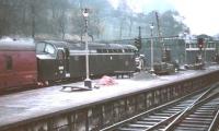 D365 with a train at the west end of Waverley in November 1966 amid construction work. The smoke is from V2 60836 with a special standing just off picture to the right [see image 47753].<br><br>[G W Robin 05/11/1966]