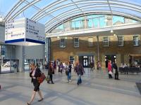 The concourse at Haymarket Station on 30 May with access to the forecourt now available through the original E&G booking hall in the background.<br><br>[Bill Roberton 30/05/2014]