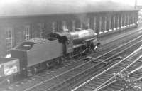 Crab 2-6-0 no 42913 passing Dumfries shed with a southbound goods on 26 August 1960.<br><br>[David Stewart 26/08/1960]
