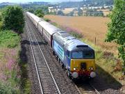 DRS 57304 leads the <I>Northern Belle</I> towards Dalgety Bay on 3 August while working Aberdeen - Fife Circle - Aberdeen.  47790 is on the rear of the train.<br><br>[Bill Roberton 03/08/2014]