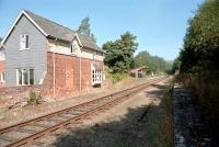 View from the disused platform at Llangunllo in 2002 looking north east past the station towards Craven Arms. <br><br>[Ewan Crawford //2002]