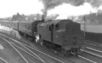 An oft-repeated scene at the south end of Beattock station in the early 1960s as Beattock shed's Fairburn 2-6-4 tank no 42192 prepares for <I>the big push</I>. <br><br>[David Stewart //]