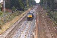 A Grand Central HST power car heading north on the WCML towards Leyland on 23 August 2014 on its way to Heaton from Crewe Works.<br><br>[John McIntyre 23/08/2014]