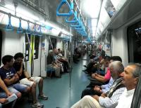 Interior of a Marmaray trans-Bosphorus train serving Istanbul Sirkeci [see image 48507]. <br><br>[John Yellowlees 20/08/2014]