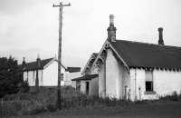The derelict station at Lundin Links in August 1969, almost four years after closure. Taken from the north side of the station looking east towards Largo. [Ref query 7587]<br><br>[Bill Jamieson /08/1969]