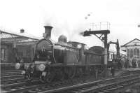Preserved Caledonian Railway 123 stands at Kilmarnock on 20 April 1962 with the BLS/SLS <I>Scottish Rambler</I> railtour.<br><br>[David Stewart 20/04/1962]