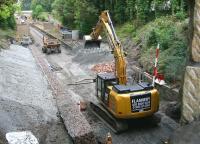 Work underway at the old Eskbank station site on 3 September 2014. View north. <br><br>[John Furnevel 03/09/2014]