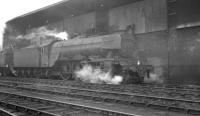The coaling stage at Heaton shed on 25 May 1963, with locally based A3 Pacific 60073 <I>'St Gatien'</I> alongside.<br><br>[K A Gray 25/05/1963]