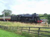 Black 5 45428 passing Abbots House Farm, south of Goathland, on 29 July 2014.<br><br>[Colin Alexander 29/07/2014]