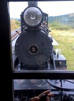 The business end of 4-6-2 locomotive No 2, seen from the caboose in August 2014. [see image 48358]. This engine was built in Philadelphia in 1930, and exported to a South African cement works, where it suffered a serious accident in 1974. It was rebuilt in the BMR workshops at Pant, and went back into service in 1997 after a four year rebuild.<br><br>[Ken Strachan 24/08/2014]