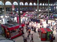 <h4><a href='/locations/P/Paris_Gare_du_Nord'>Paris Gare du Nord</a></h4><p><small><a href='/companies/S/SNCF'>SNCF</a></small></p><p>Full house at Gare du Nord on 5 August - I see three TGVs, a Thalys, and two Eurostars... just. 16/18</p><p>05/08/2014<br><small><a href='/contributors/Ken_Strachan'>Ken Strachan</a></small></p>