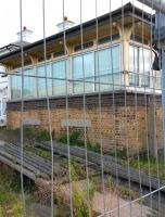The signal box at the entrance to the closed Folkestone Harbour station on 1 October 2014. [See image 48913] [Ref query 14875]<br><br>[Brian Smith 01/10/2014]