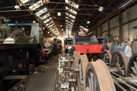 An interior view of the GCR's Loughborough shed on 2 October 2014.<br><br>[Peter Todd 02/10/2014]