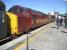 EWS class 37s 401 and 417 bring the ecs of a Compass Tours excursion into Cardiff Central during a sunny afternoon on Saturday 12 April 2008 in preparation for the return leg to Preston.<br><br>[John McIntyre 12/04/2008]