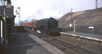 Britannia Pacific 70005 <I>John Milton</I> with an up van train at Kirkconnel in April 1965.<br><br>[John Robin 02/04/1965]