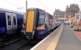 The 10.30 from Glasgow Central rolls gingerly to a halt in bay Platform 1 at Ayr on 12 September.<br><br>[Colin Miller 12/09/2014]