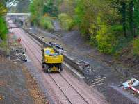 A road-railer passes through the old Eskbank station site on 22 October 2014.<br><br>[Bill Roberton 22/10/2014]
