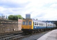 A DMU departing from Dundee with a service for Edinburgh Waverley on 12 June 1981.<br><br>[Peter Todd 12/06/1981]