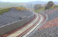 View north at Borthwick Bank on 27 October with the Up line now laid. [See image 24215]<br><br>[Bill Roberton 27/10/2014]