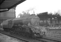 Gresley A3 Pacific 60070 <I>'Gladiateur'</I> stands on the centre road at Carlisle on 10 April 1961, having recently brought in the 9.20am St Enoch - St Pancras <I>'Thames - Clyde Express'</I>.<br><br>[K A Gray 10/04/1961]