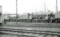 The shed yard at Carlisle Upperby on Sunday 24 June 1962. Locomotives featured are Jubilee 45681 <I>Aboukir</I> and Black 5 45313.  <br><br>[John Robin 24/06/1962]
