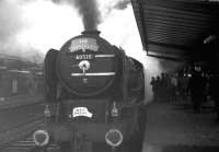The Warwickshire Railway Society <I>Waverley Railtour</I> from Birmingham at Carlisle on 11 December 1965. A2 Pacific no 60528 <I>Tudor Minstrel</I> is in charge, having just taken over the train from 45697 <I>Achilles</I> for the journey north to Edinburgh.  <br><br>[K A Gray 11/12/1965]