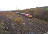 DBS 60054 running east passing Healey Mills Marshalling Yard on 17 November with the empty bitumen tanks returning from Preston Docks to Lindsey refinery, Immingham. <br><br>[David Pesterfield 17/11/2014]