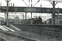 Looking back along the platforms towards the station concourse at Helensburgh Central on 22 October 1960. V1 2-6-2T 67629 is preparing to leave with a train for Bridgeton Central. In the right background other steam locomotives are receiving attention on Helensburgh shed. <br><br>[G H Robin collection by courtesy of the Mitchell Library, Glasgow 22/10/1960]