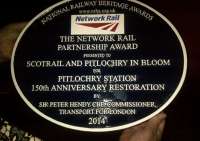 Plaque commemorating a Pitlochry success in the National Railway Heritage Awards (see news item).<br><br>[John Yellowlees Collection 03/12/2014]
