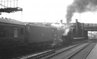 A2 Pacific 60527 <I>Sun Chariot</I> leaves Carlisle platform 3 on 18 April 1964 with the 11am train to Glasgow St Enoch.<br><br>[K A Gray 18/04/1964]
