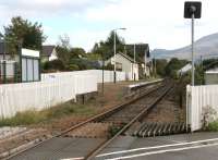 The level crossing at Corpach station, looking east towards Fort William in September 2005.<br><br>[John Furnevel 30/09/2005]