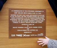 The commemorative plaque to engineer John Miller unveiled at Ayr on 25 April 2012 by Provost Winifred Sloan [see adjacent news item].<br><br>[ScotRail 25/04/2012]
